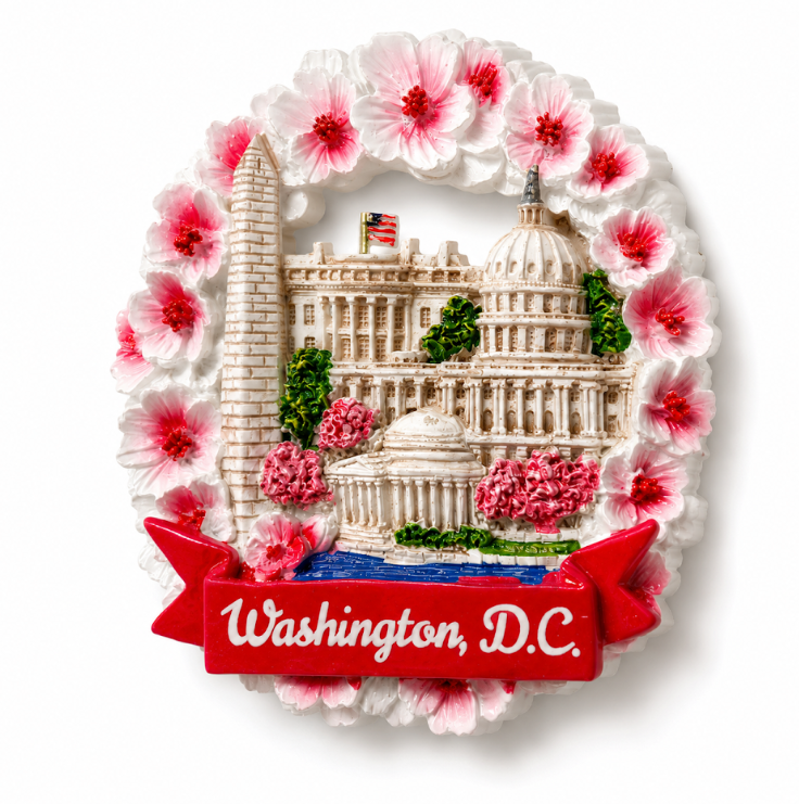 Washington D.C. Cherry Blossom Landmark Wreath Ceramic Magnet