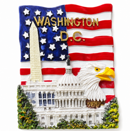 Washington DC Eagle Flag Ceramic Magnet