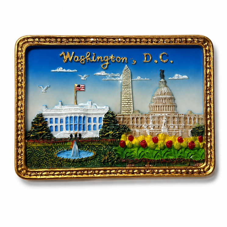 Washington DC Capitol & White House Ceramic Magnet