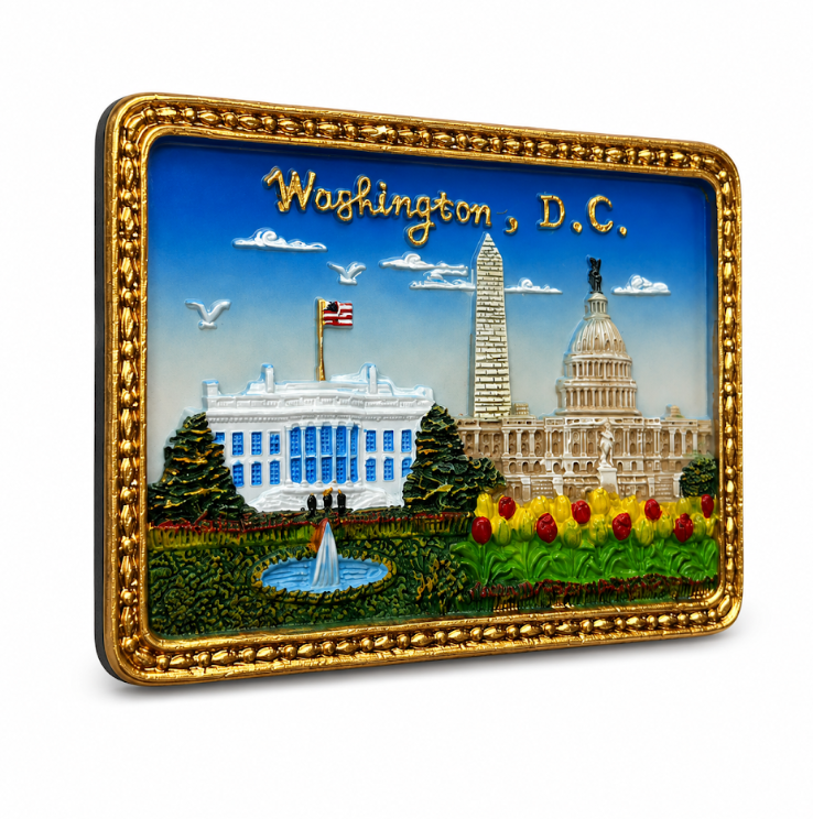 Washington DC Capitol & White House Ceramic Magnet