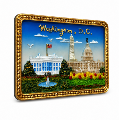 Washington DC Capitol & White House Ceramic Magnet