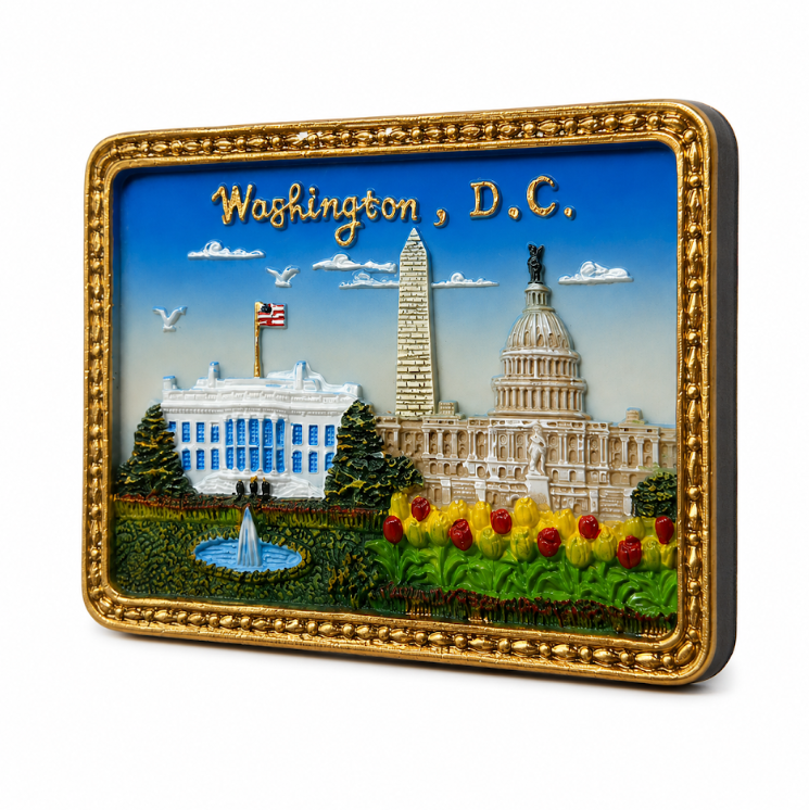 Washington DC Capitol & White House Ceramic Magnet