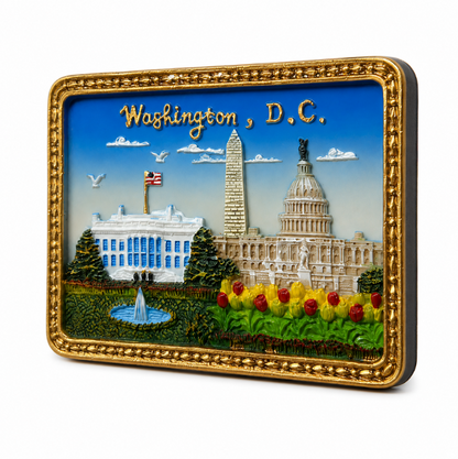 Washington DC Capitol & White House Ceramic Magnet