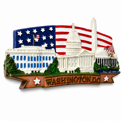 Washington DC Flag Landmarks Ceramic Magnet