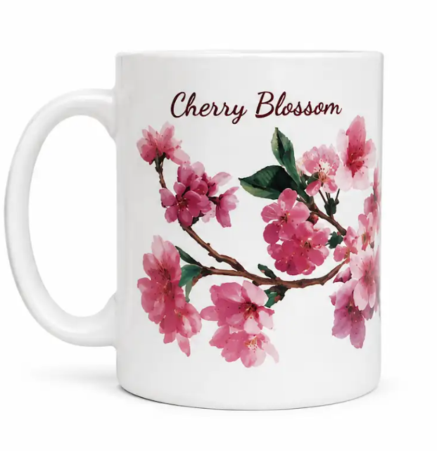 White Cherry Blossom Tall Mug