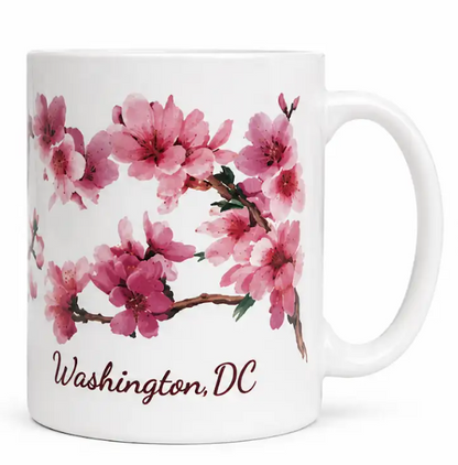 White Cherry Blossom Tall Mug