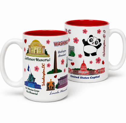 Washington DC Landmarks & Panda Tall Mug