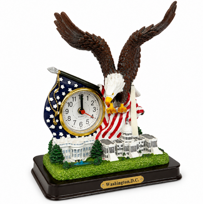 Eagle & Landmarks Clock Statue