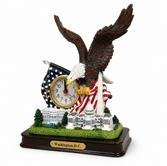 Eagle & Landmarks Clock Statue