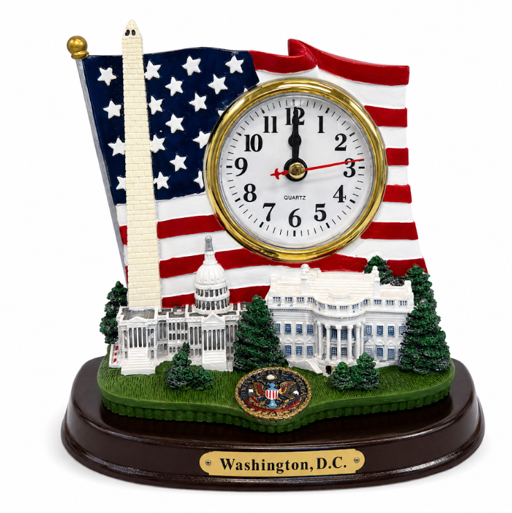 Flag & Landmarks Clock Statue