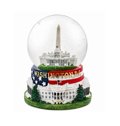 Large Flag Base Washington DC Panorama Snow Globe