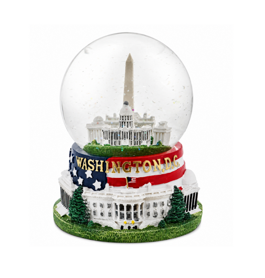 Large Flag Base Washington DC Panorama Snow Globe