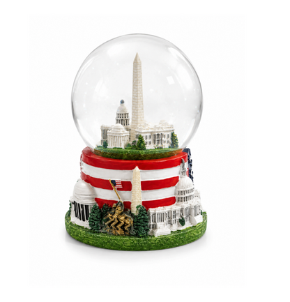 Large Flag Base Washington DC Panorama Snow Globe