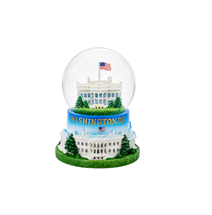 Medium Blue Base White House Snow Globe