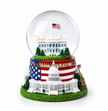 Flag Base White House Medium Snow Globe