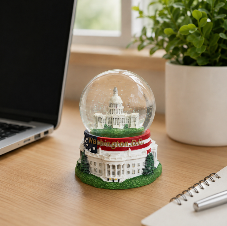 Flag Base Capitol Medium Snow Globe