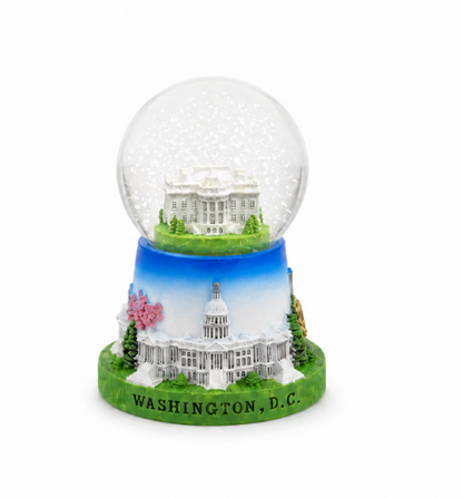 Blue Base White House Small Snow Globe