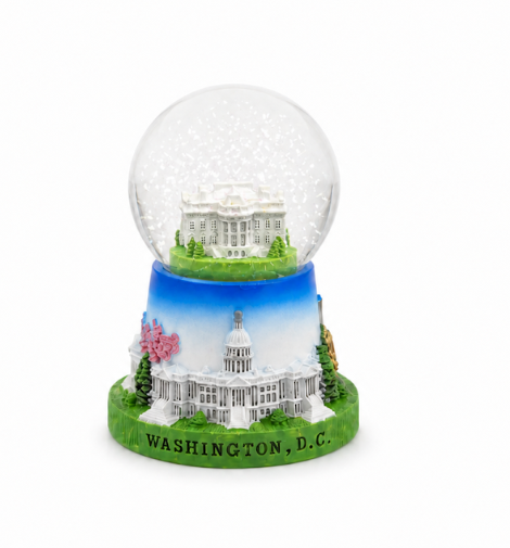 Blue Base White House Small Snow Globe