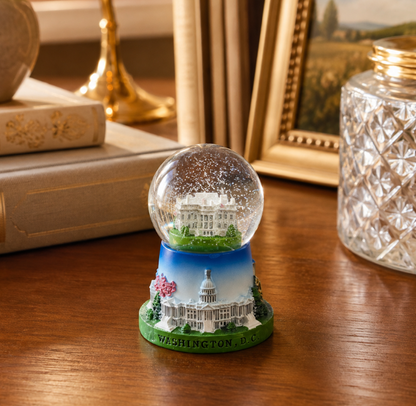 Blue Base White House Small Snow Globe