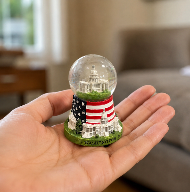 Flag Base Capitol Small Snow Globe