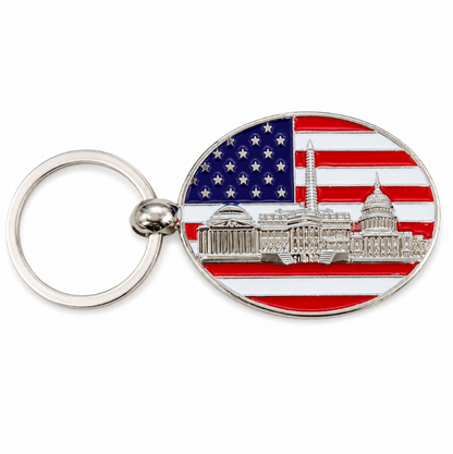 Flag & Panorama Washington DC Keychain