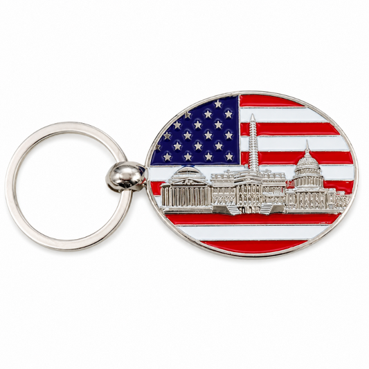 Flag & Panorama Washington DC Keychain