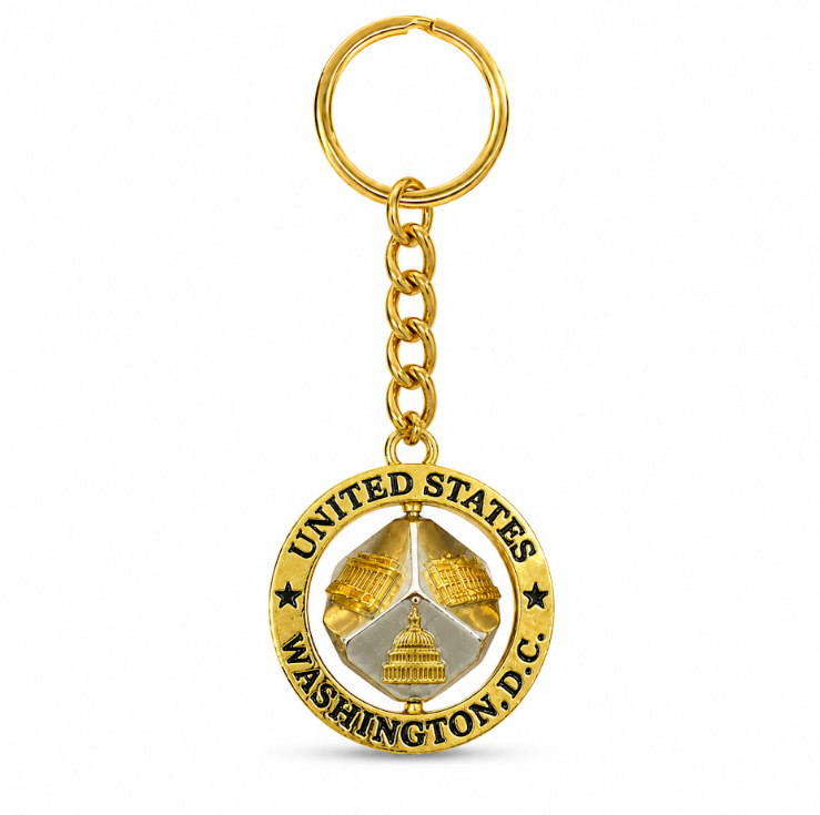 Gold Dice Washington DC Keychain