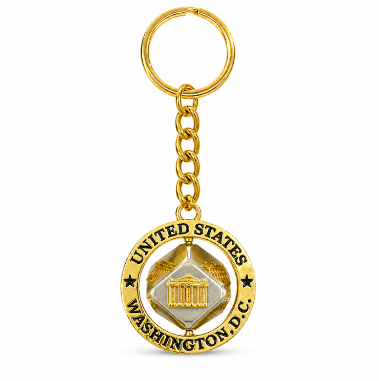 Gold Dice Washington DC Keychain