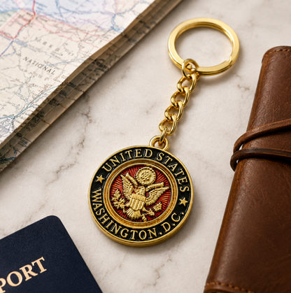 Red Seal Washington DC Gold Keychain