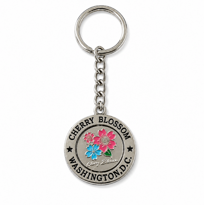 Silver Cherry Blossom Washington DC Keychain