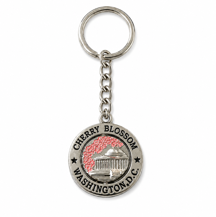 Silver Cherry Blossom Washington DC Keychain