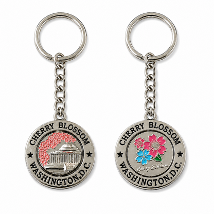 Silver Cherry Blossom Washington DC Keychain