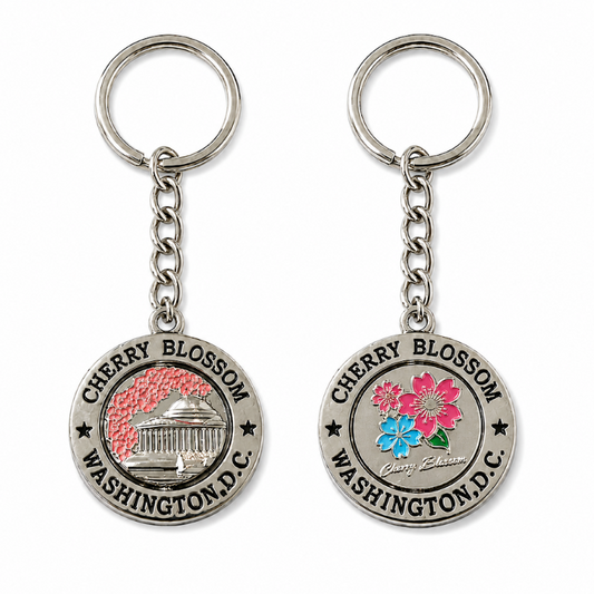 Silver Cherry Blossom Washington DC Keychain