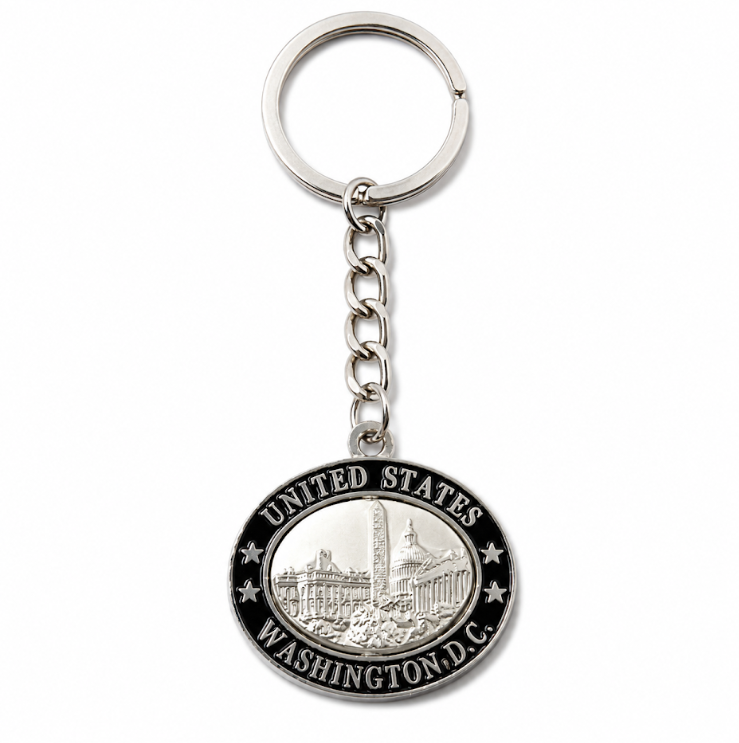 Washington DC Panorama Oval Keychain