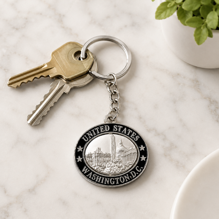 Washington DC Panorama Oval Keychain