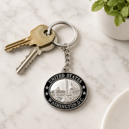 Washington DC Panorama Oval Keychain