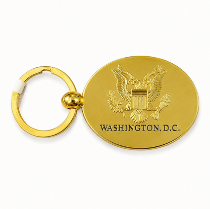 Gold Flag & Landmarks Washington DC Keychain
