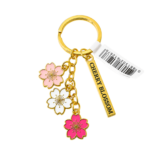 Gold Cherry Blossom Charm Keychain