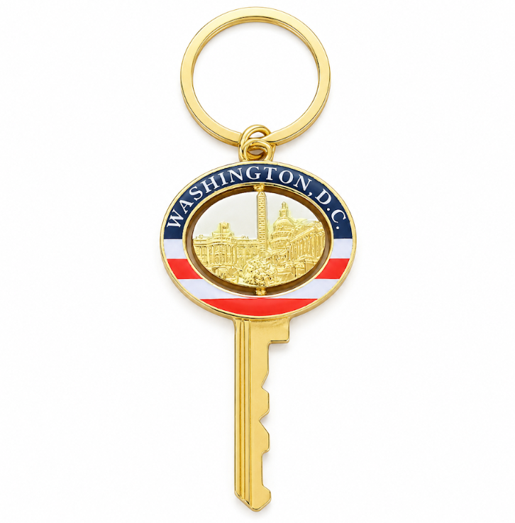 Gold Washington DC Landmark Key Keychain