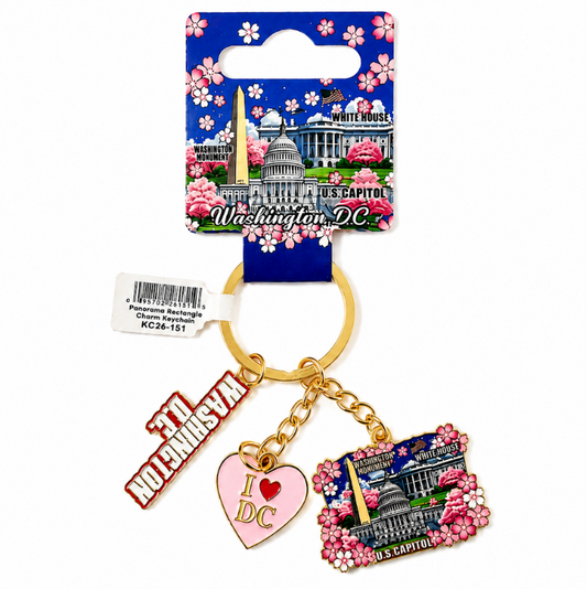 Washington DC Cherry Blossom Landmark Charm Keychain