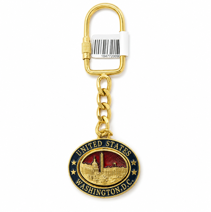 Red Panorama Oval Washington DC Keychain