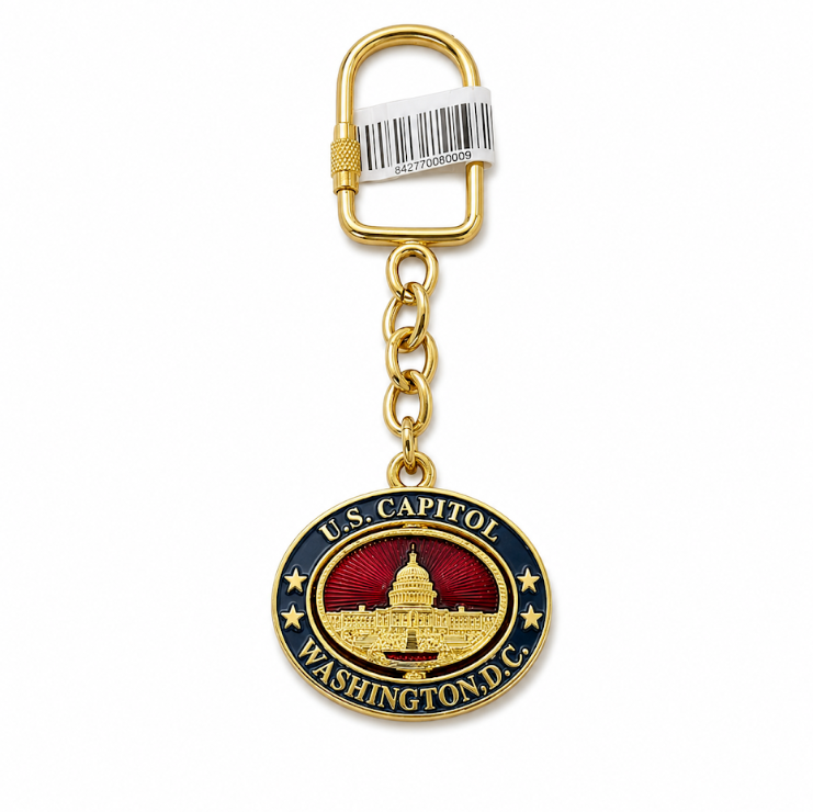 Red U.S. Capitol Oval Washington DC Keychain