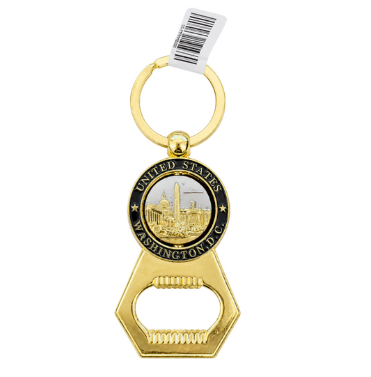 Gold Washington DC Panorama Bottle Opener Keychain