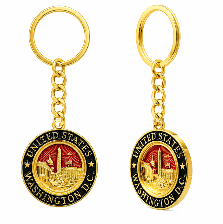 Gold Washington DC Panorama Keychain
