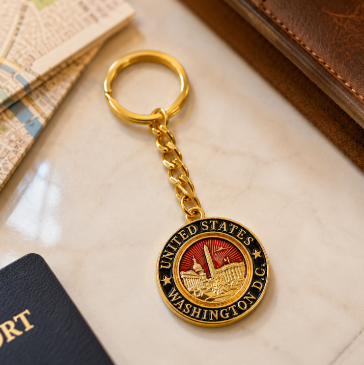 Gold Washington DC Panorama Keychain