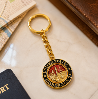 Gold Washington DC Panorama Keychain