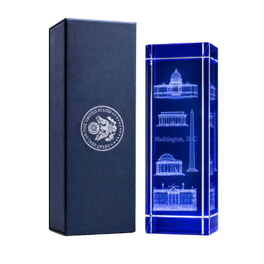 Medium Blue Washington DC Panorama Crystal