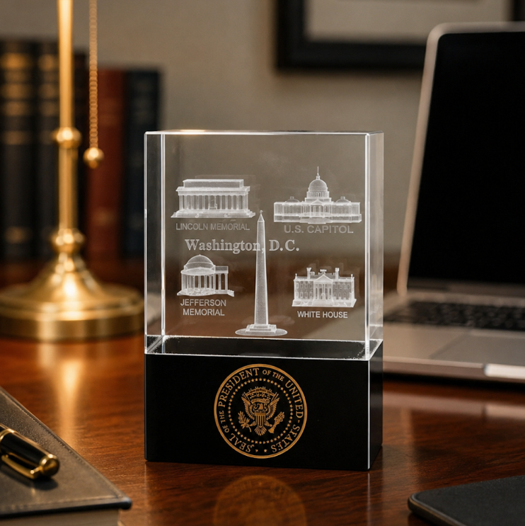 Washington DC Panorama & Presidential Seal Crystal