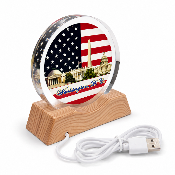Lighted Washington DC Flag Panorama Acrylic Display