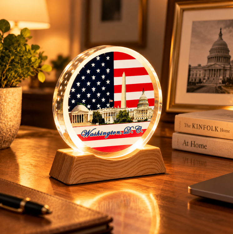 Lighted Washington DC Flag Panorama Acrylic Display